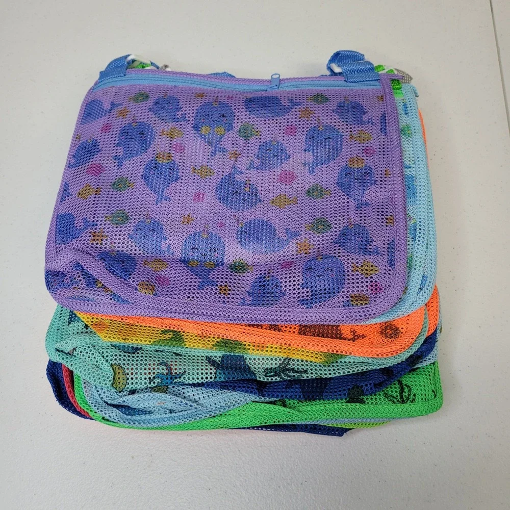 Kids Mesh Beach Bags Toys Shells Organizer Zipper Assorted Colors Set of‎ 18